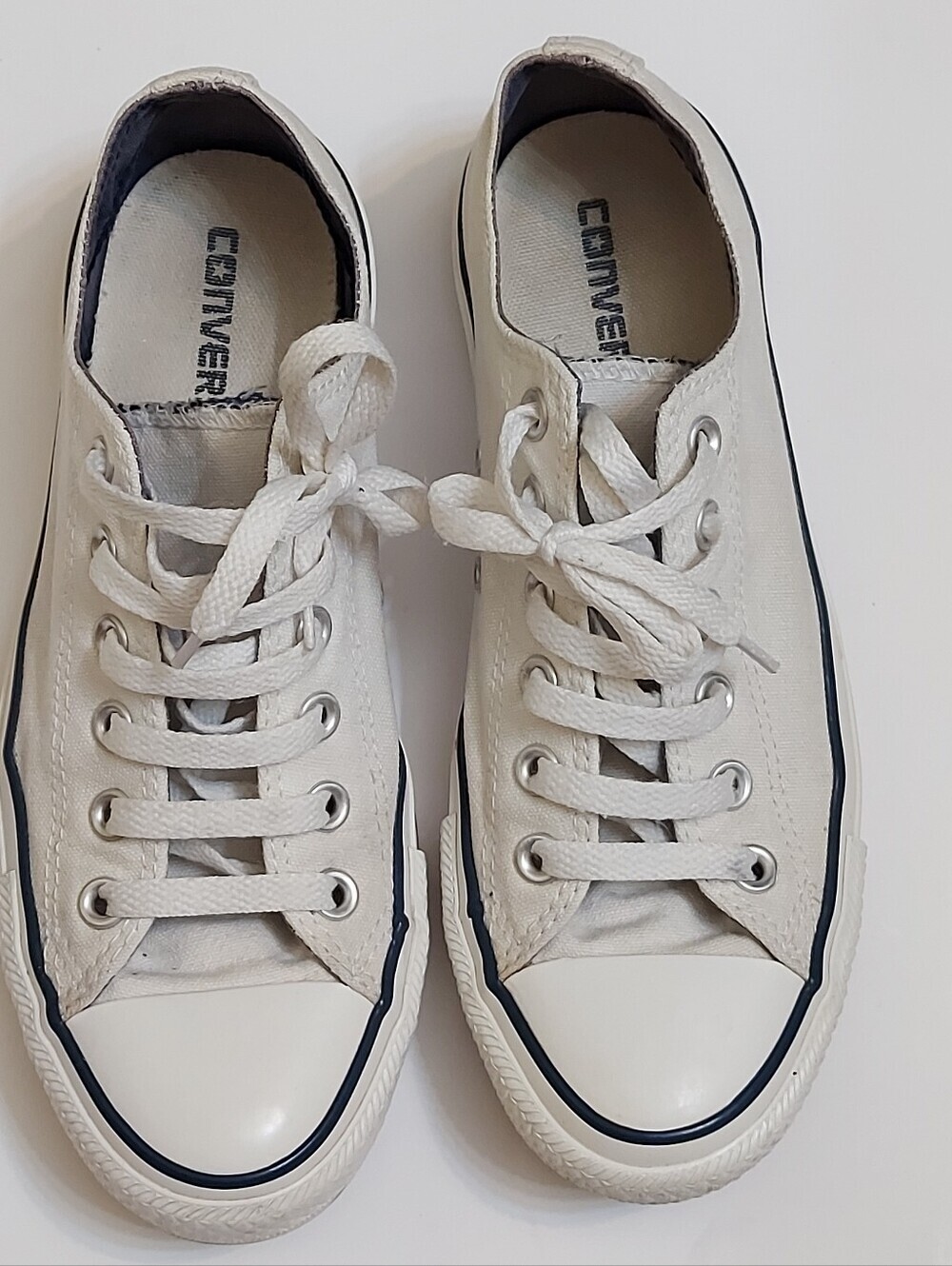 Converse Women Canvas Low-Top Sneakers with Navy Trim